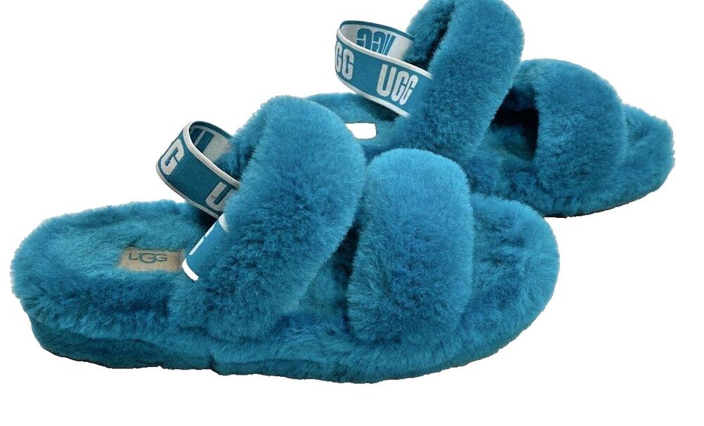 UGG Oh Yeah Slide Slipper Sandals Aquatic Blue Teal Women's Size 7